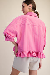 Ruffled shirt with collared neck