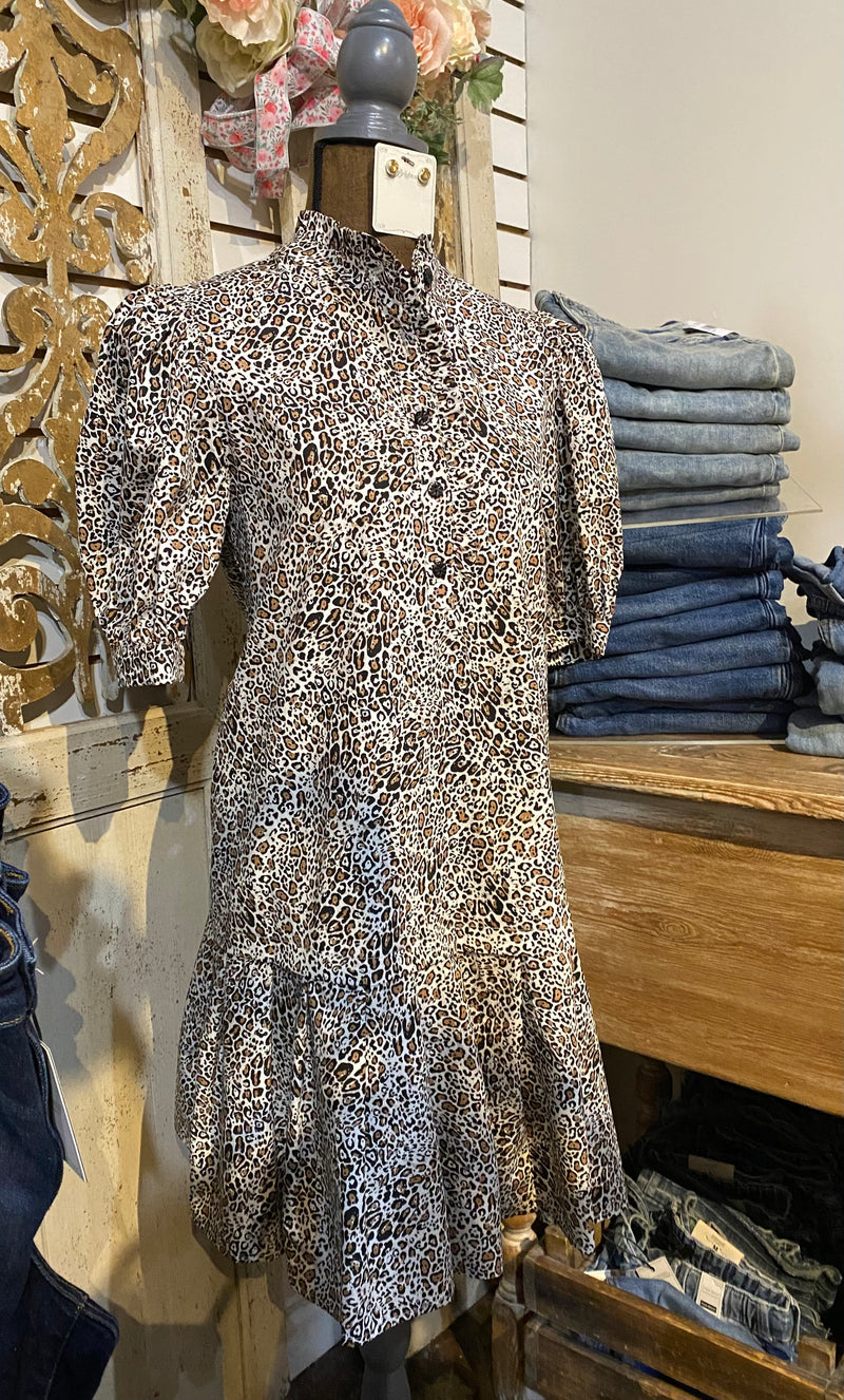 Leopard pleated dress