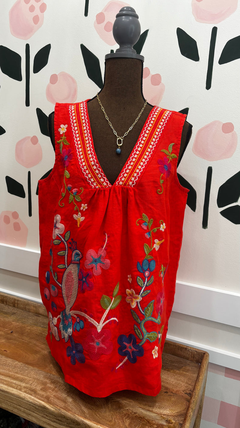 V neck shirted linen tank-Estrella
