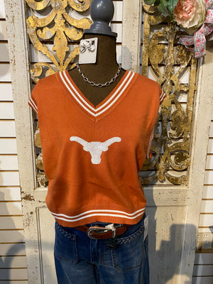 QOS Texas V neck Vest with mascot