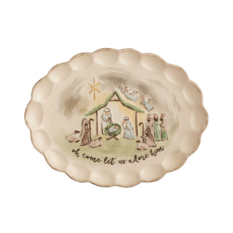 Scalloped nativity platter