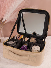 Leather Travel Case with light up mirror