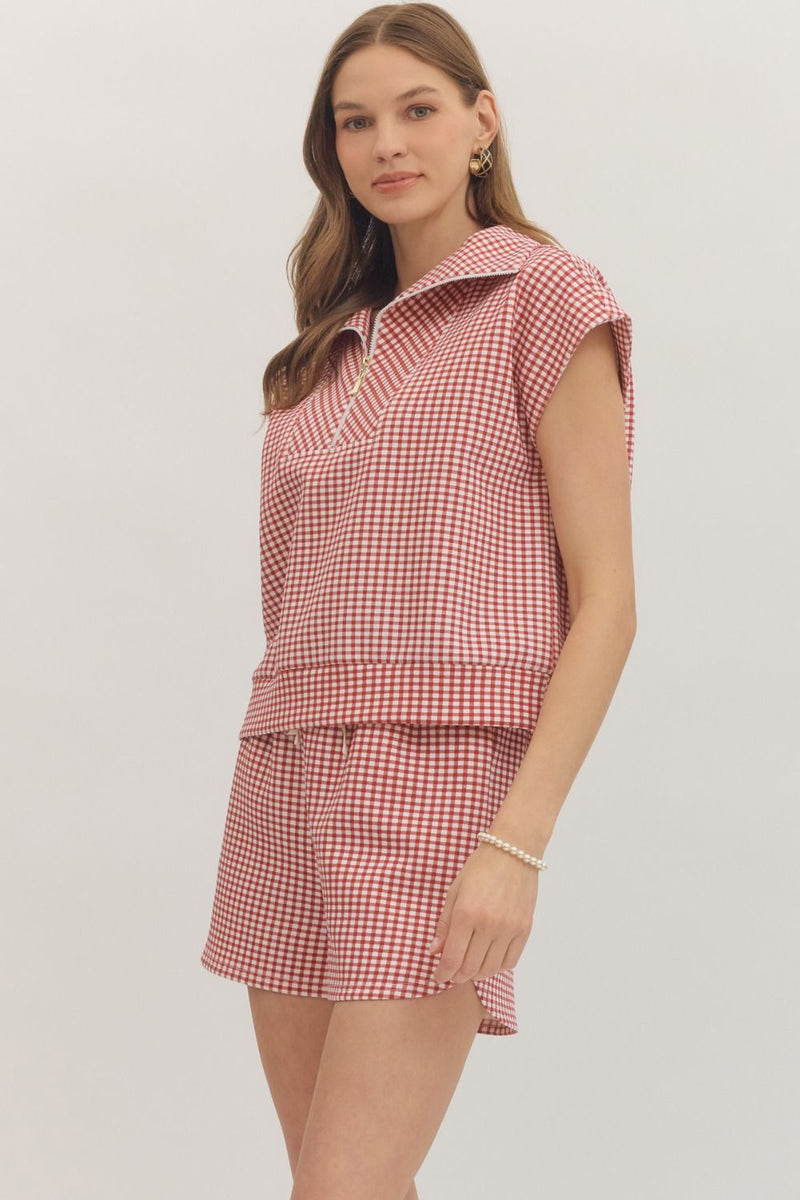 Red Gingham short set