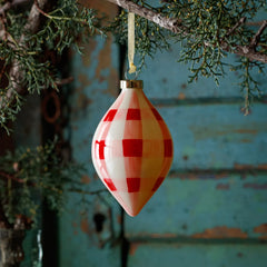 Pink,red, and white hand painted glass ornament