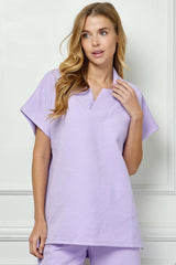 Textured Cropped Pant Set-Lavender