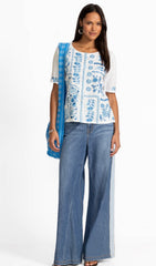 Linen Flutter sleeve blouse- Yadira