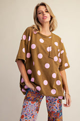 Big polka dot tee with pocket