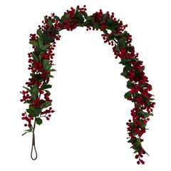 6ft deep red holly berry garland