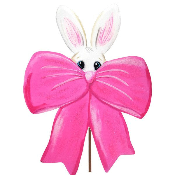 Peeking bunny with pink bow