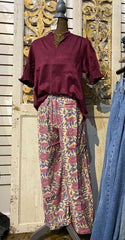 Wine suede top
