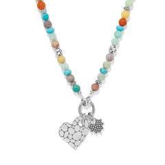 Pebble sweet hearts token charm necklace