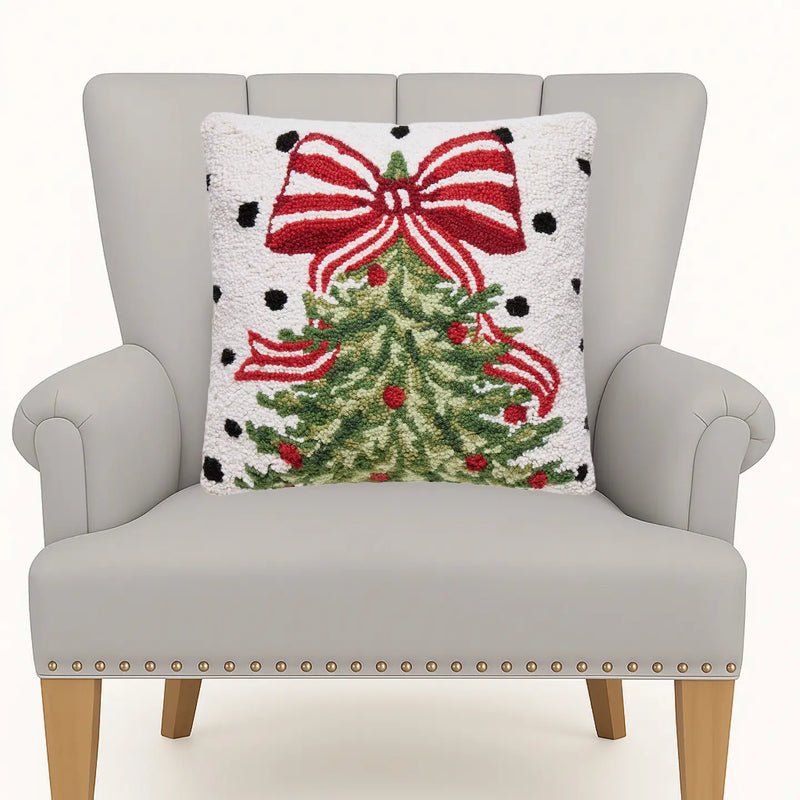 Polka dot Christmas tree hook pillow