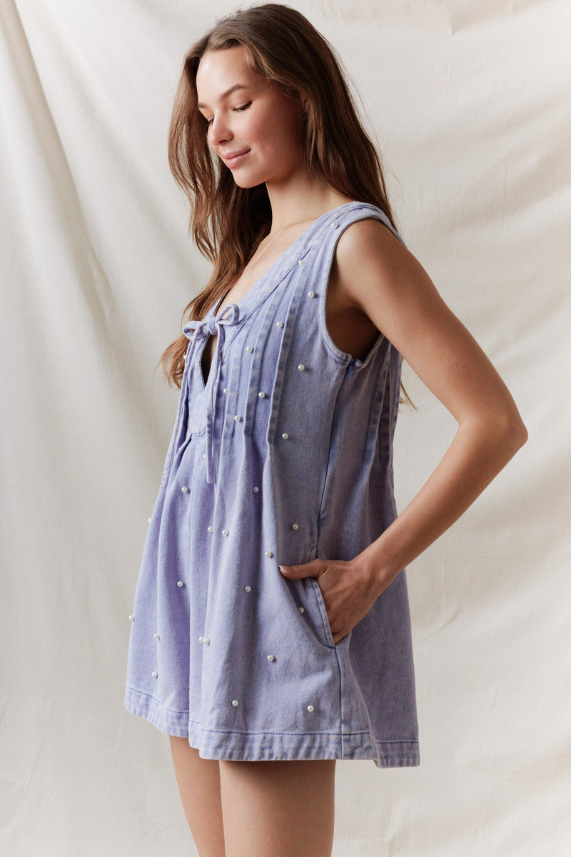 Purple Mineral Washed Pearl Romper
