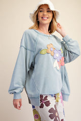 Appliqué flower sweatshirt