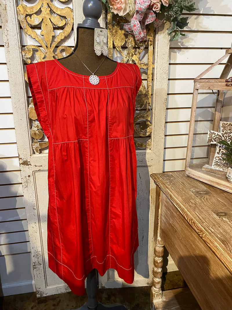 Top stitched Tiered Dress