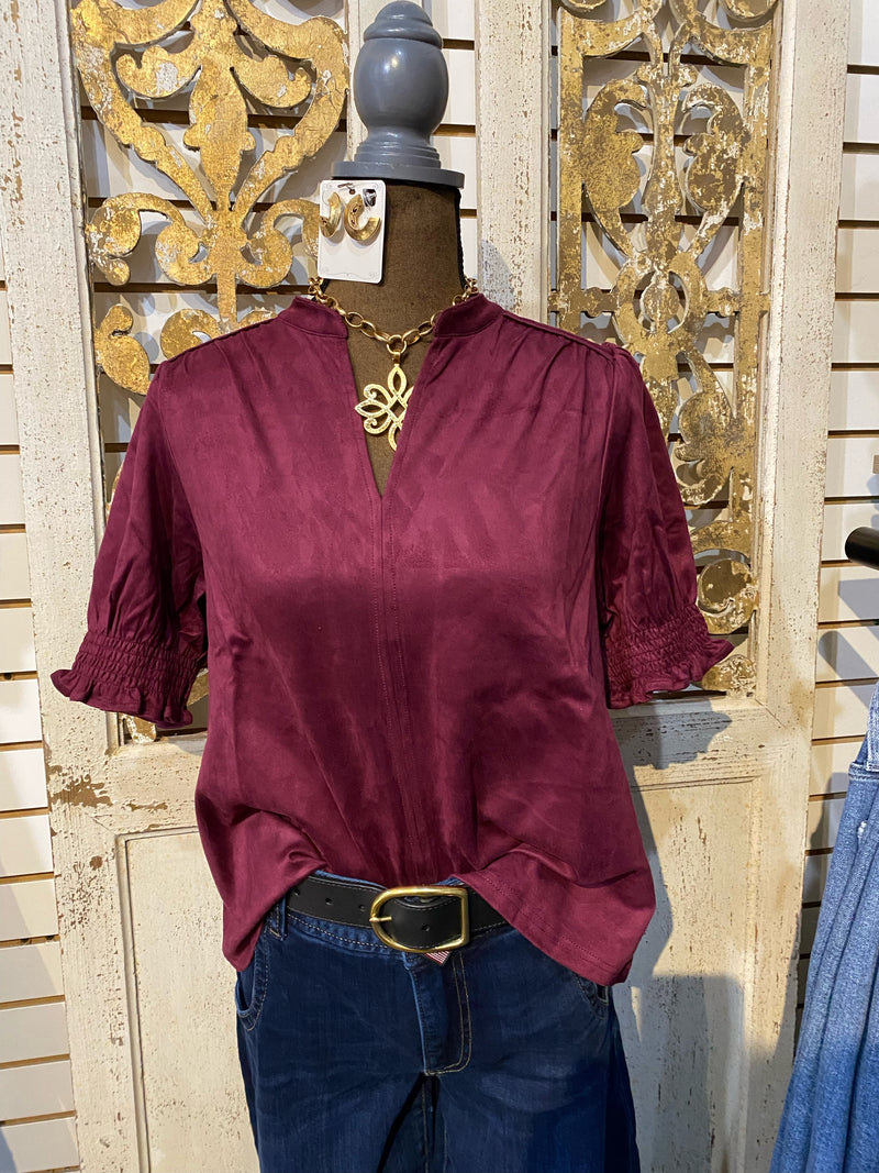 Wine suede top