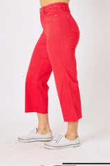 JUDY BLUE RED TUMMY CONTROL CROP WIDE LEG
