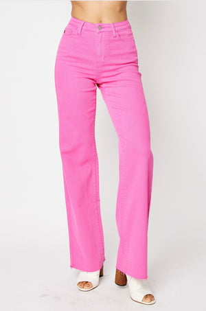 JUDY BLUE HOT PINK HIGH WAIST STRAIGHT JEAN