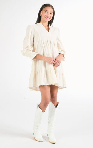 Corduroy cream dress