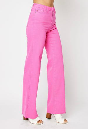 JUDY BLUE HOT PINK HIGH WAIST STRAIGHT JEAN