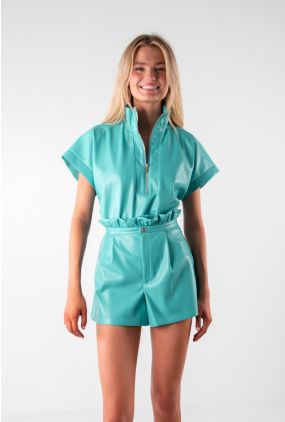 Ruffle short- sea glass