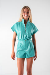 Ruffle short- sea glass