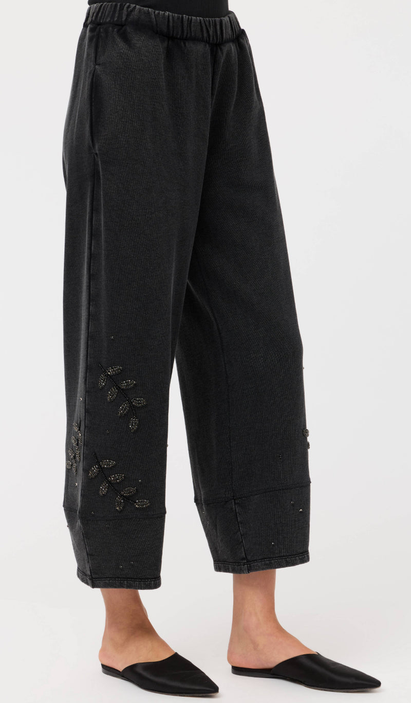 French terry barrel jeweled pant