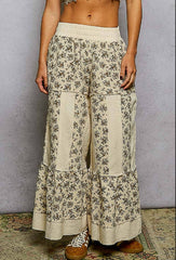 Vintage Washing Double Gauze Floral Printed Hoodie Top with matching pants
