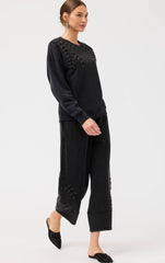 French terry barrel jeweled pant