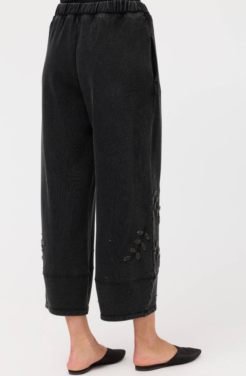 French terry barrel jeweled pant