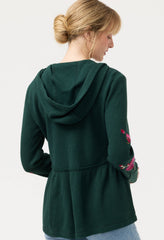 Peplum metallic thermal hoodie