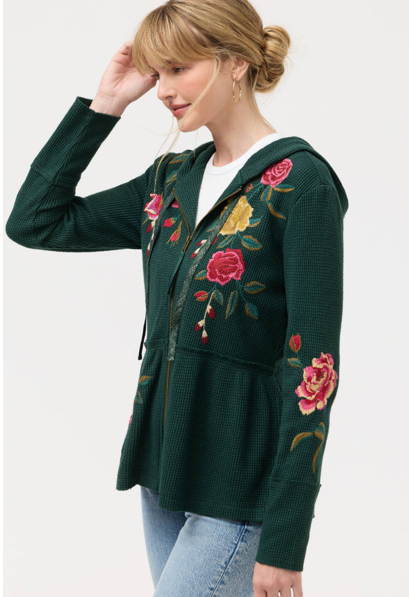 Peplum metallic thermal hoodie