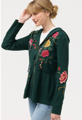 Peplum metallic thermal hoodie