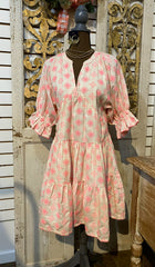 Neon eyelet tiered dress