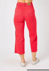 JUDY BLUE RED TUMMY CONTROL CROP WIDE LEG