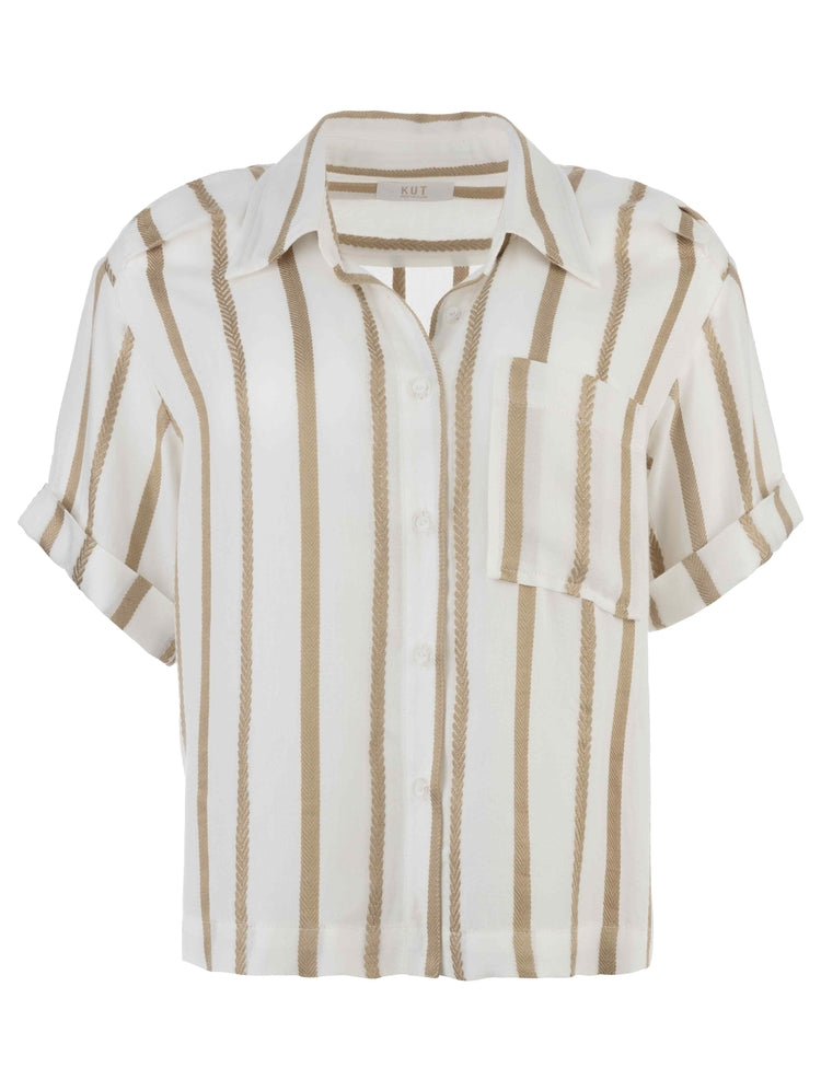 Gold /off white button up top