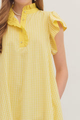 Yellow ruffle Gigham dress