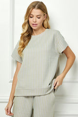 BLUE CREAM TEXTURED LOUNGE SET