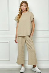 FLOWER TEXTURED WIDE LEG SET