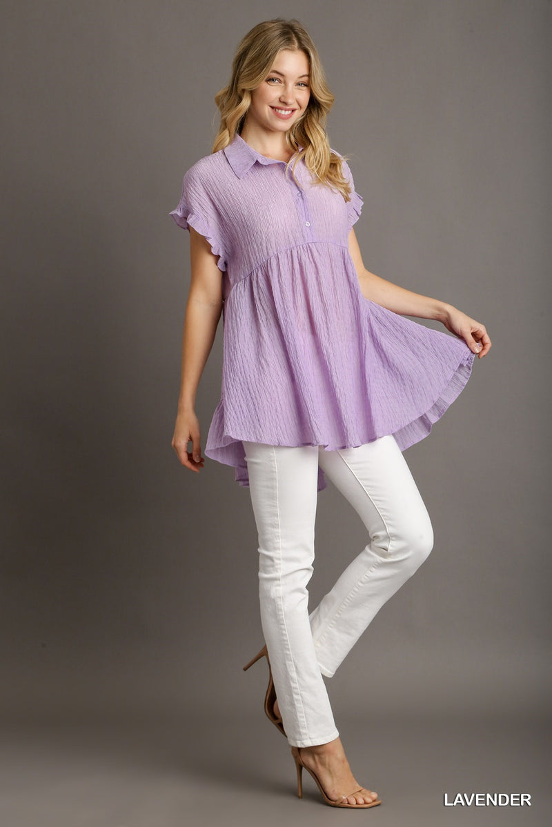 Lavender ruffle back tunic