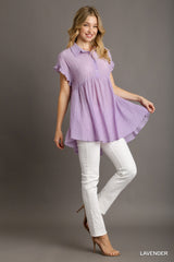 Lavender ruffle back tunic
