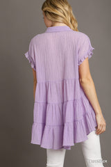 Lavender ruffle back tunic