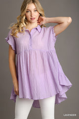 Lavender ruffle back tunic
