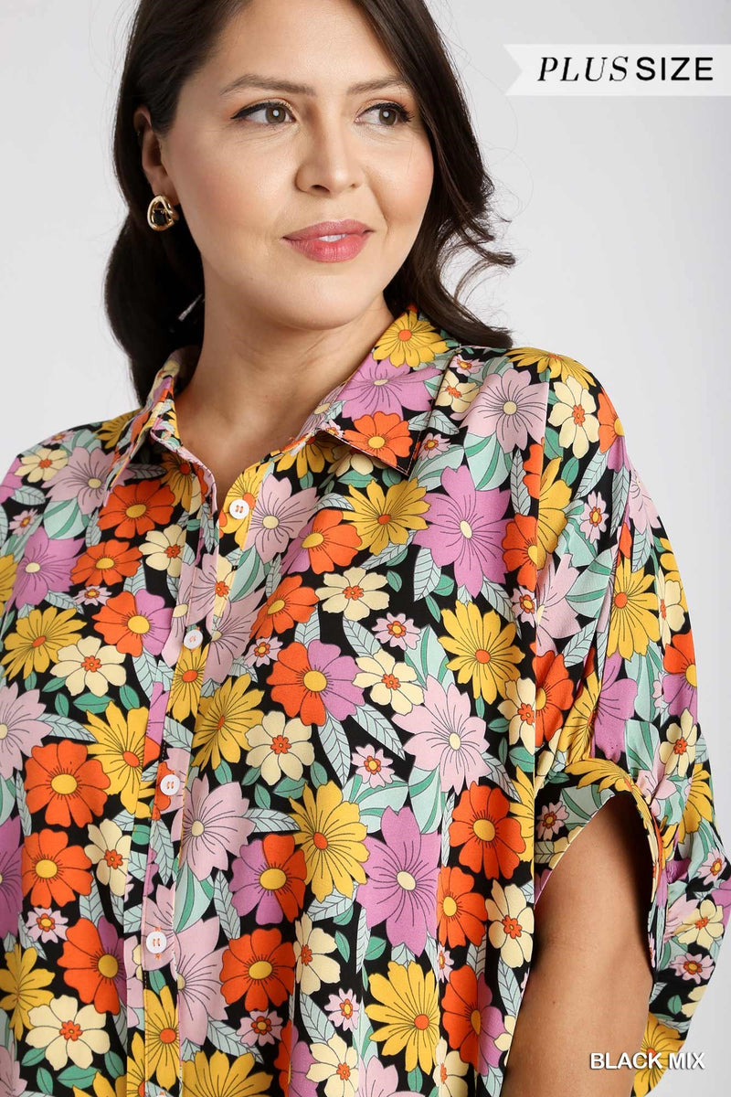 FLORAL OVERSIZED TOP *PLUS SIZE*