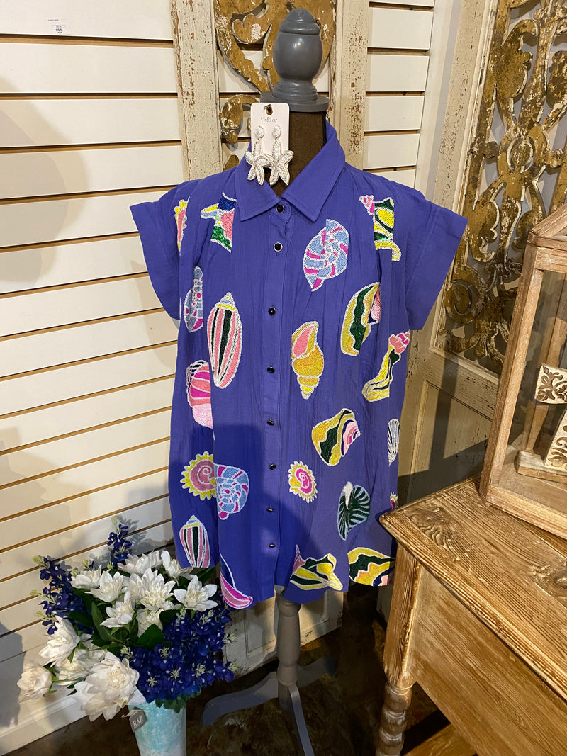 QOS Purple Gauze All Over Dress