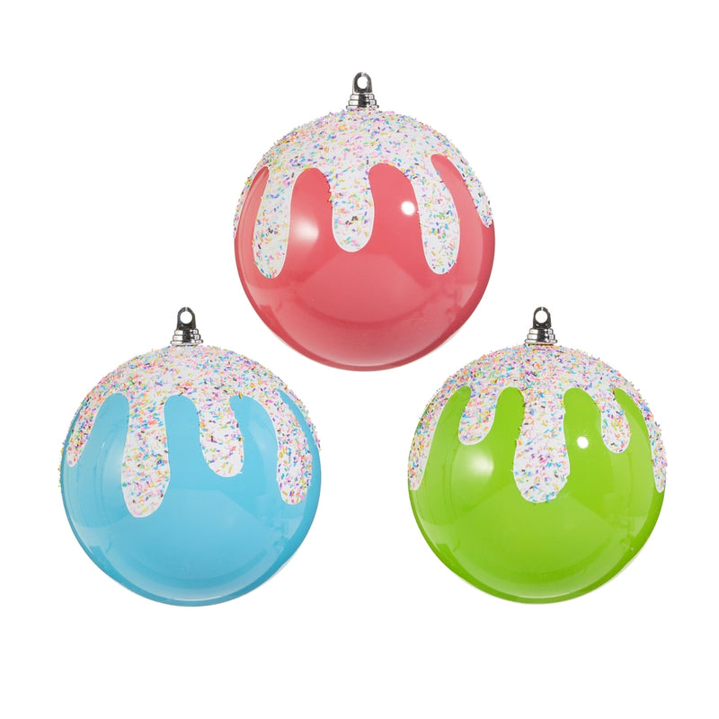 10” frosted with sprinkle ornament balls