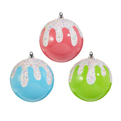 10” frosted with sprinkle ornament balls