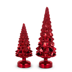15”.5 Red glitter trees (set of 2)