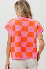 All Over Sequin Checker Sweater Top