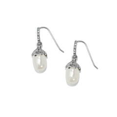 Everbloom Pearl Drop Silver French Wire Earring